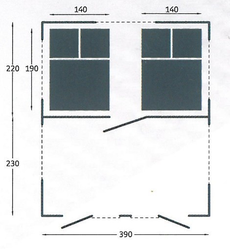Dimensions for cabin and awning on Camplair S Trailer Tent