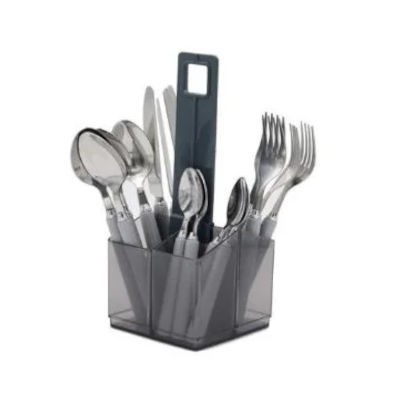 16pc Grey Cutlery Set & Holder