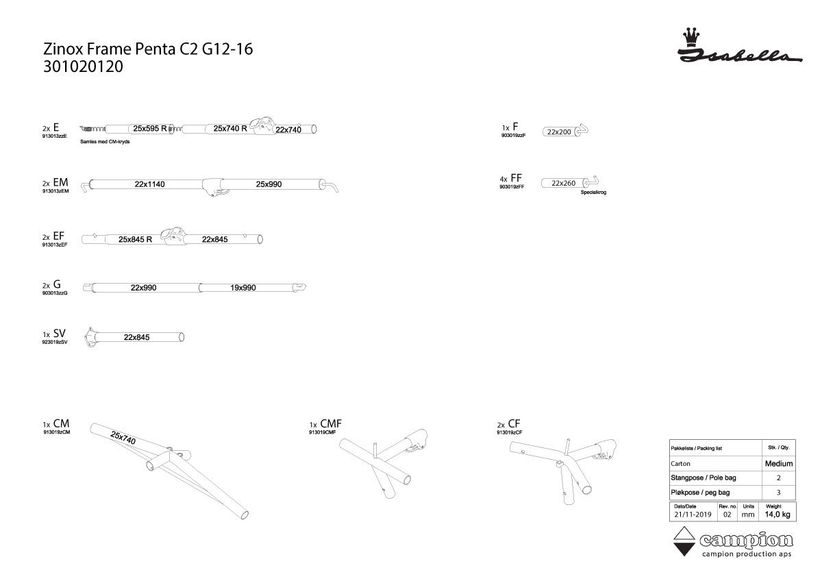 Isabella Zinox Frame Penta UniCut C2 12/16 T-Rex