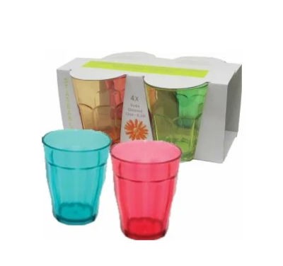 4 Pack Soda Glasses Assorted Colours	