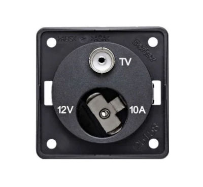 Berker 12V Cigar & TV Socket Black