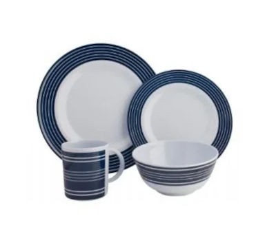 Navy Pinstripe 16pc Dinner Set