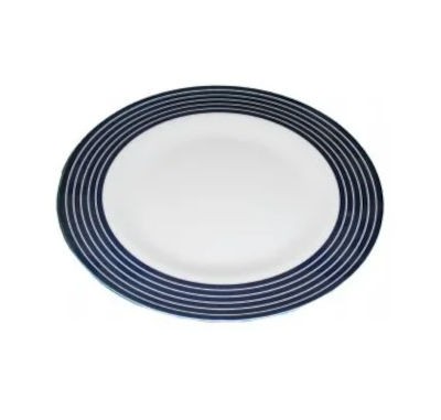 Navy Pinstripe Dinner Plate