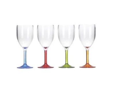 Pack of 4 Multicolour Wine Glass