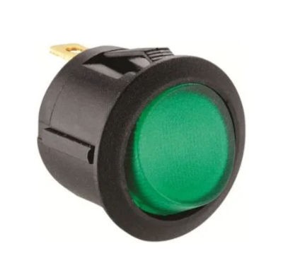 W4 12V Round Single Pole Rocker Switch Green