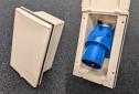 Caravan Mains Electric Inlet - Flush Fit Rectangular White W4