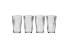 4 Pack Crystal Line Clear Tall Tumbler Glass