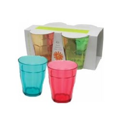 4 Pack Soda Glasses Assorted Colours	